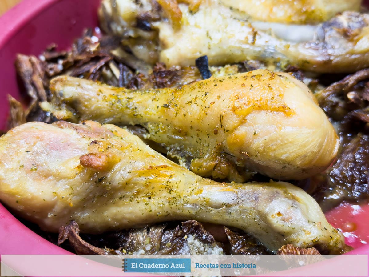 Muslos de pollo con setas crujientes en freidora de aire Detalle