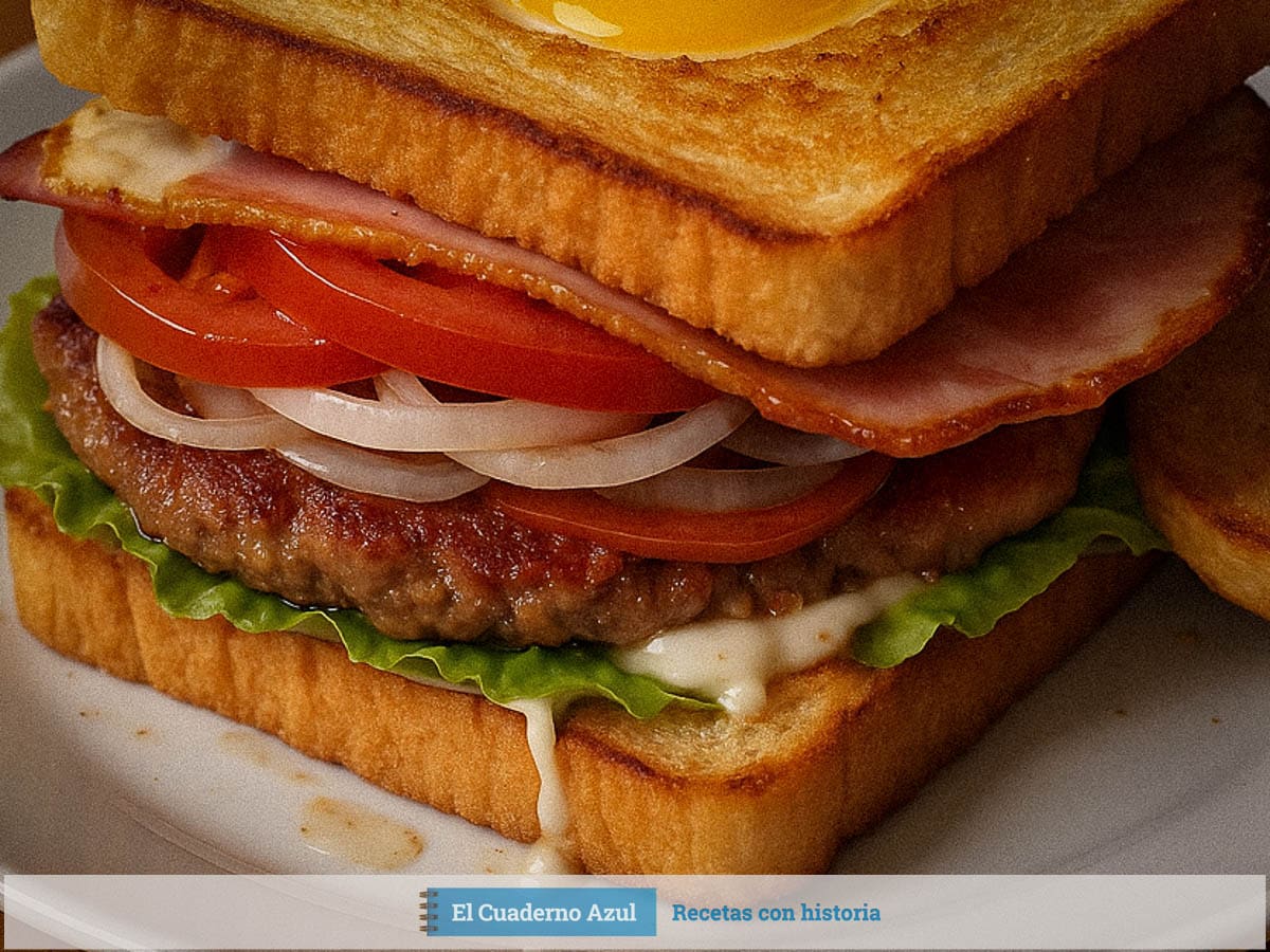 sándwich especial de papá con la yema vista a través del pan
